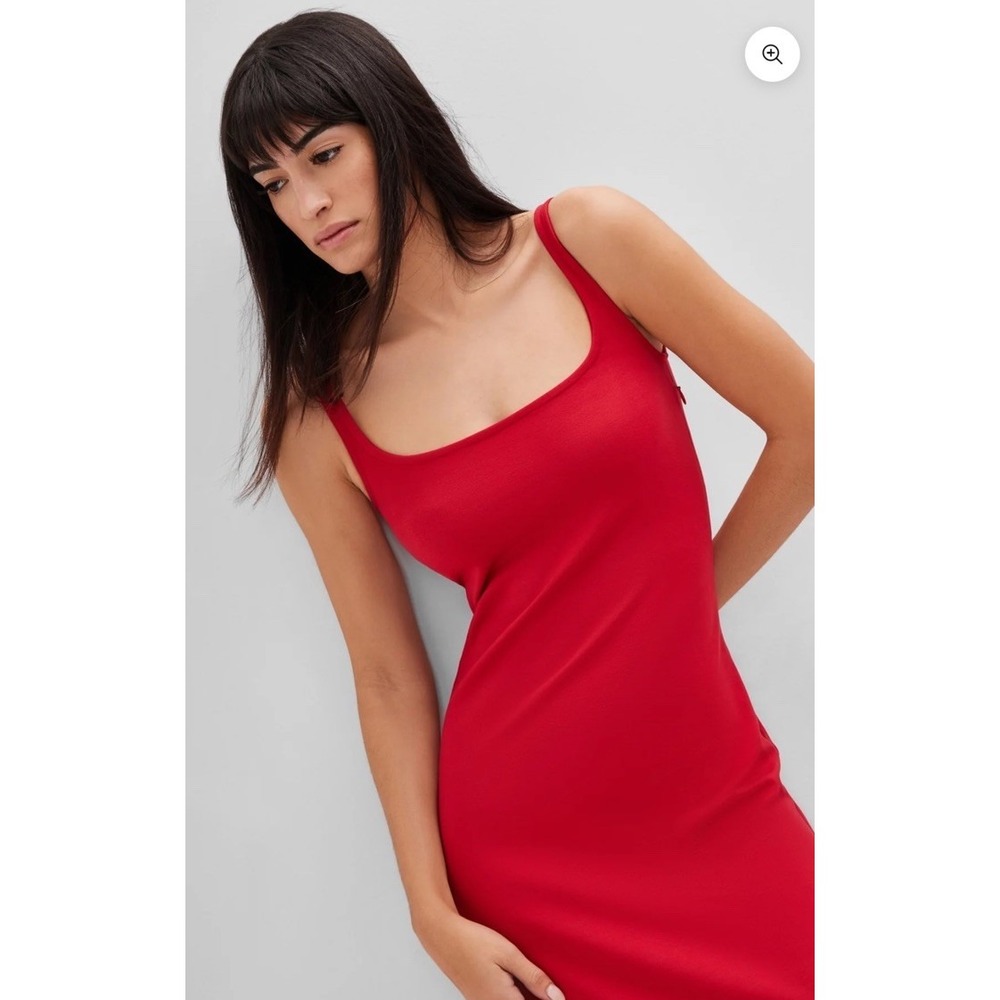 Marcella Crawford Red Square Neck Tank A Line European Ponte Tank Dress Size M - Picture 5 of 13